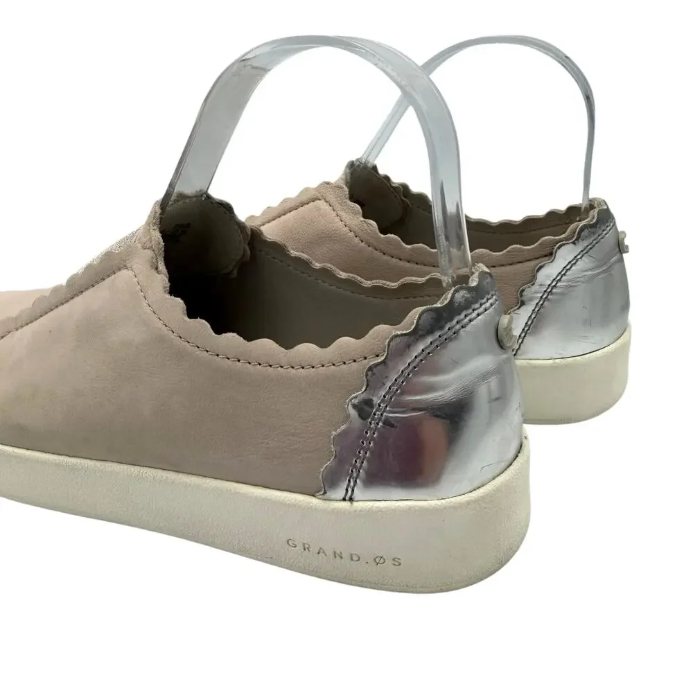 Cole Haan GrandPro Spectator Gray Nubuck Leather Scallop Slip-On Casual Sneakers